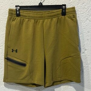 Under Armour Mens L Icon Fleece Shorts Green Loose Fit Athletic Pocket NWT